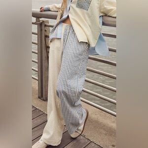 Aerie Cream and Blue Striped Pajama Set